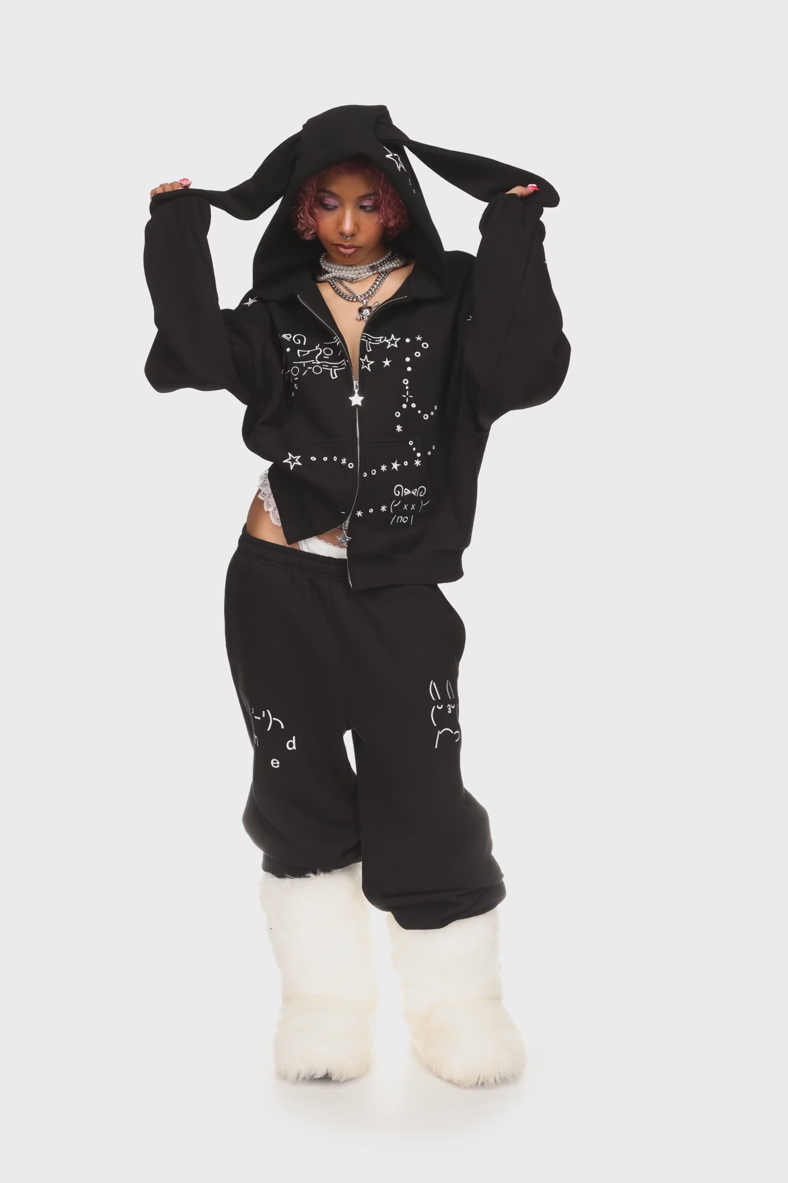 Malfunction Bunny Zip Hoodie Black Detachable Ears – NAMED COLLECTIVE®