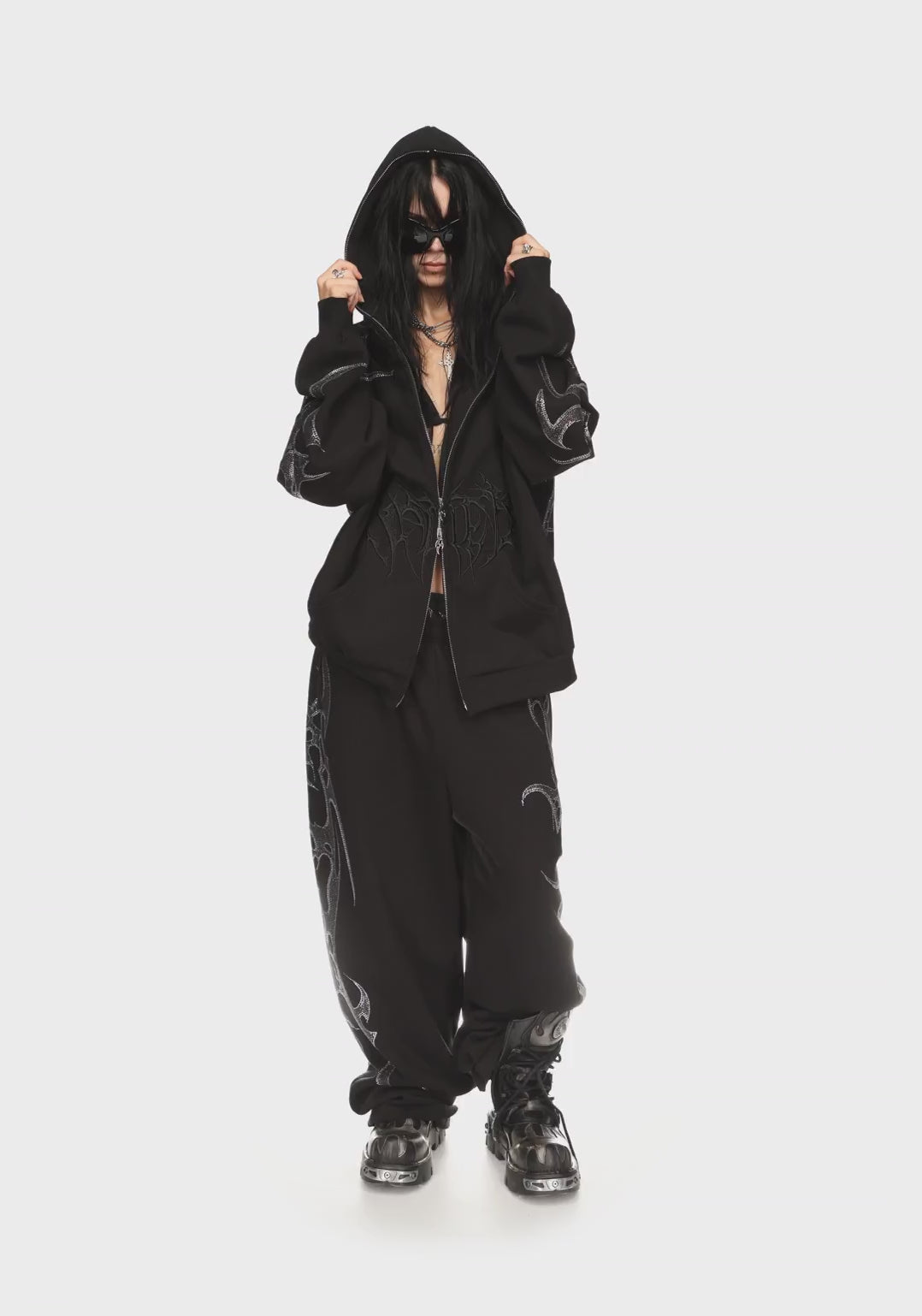 Crash Rhinestone Zip Hoodie Black – NAMED COLLECTIVE®