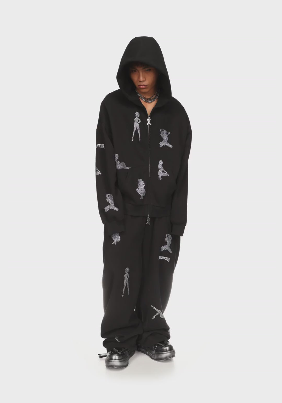 Unrealistic Ideals Rhinestone Zip Hoodie Black – NAMED COLLECTIVE®