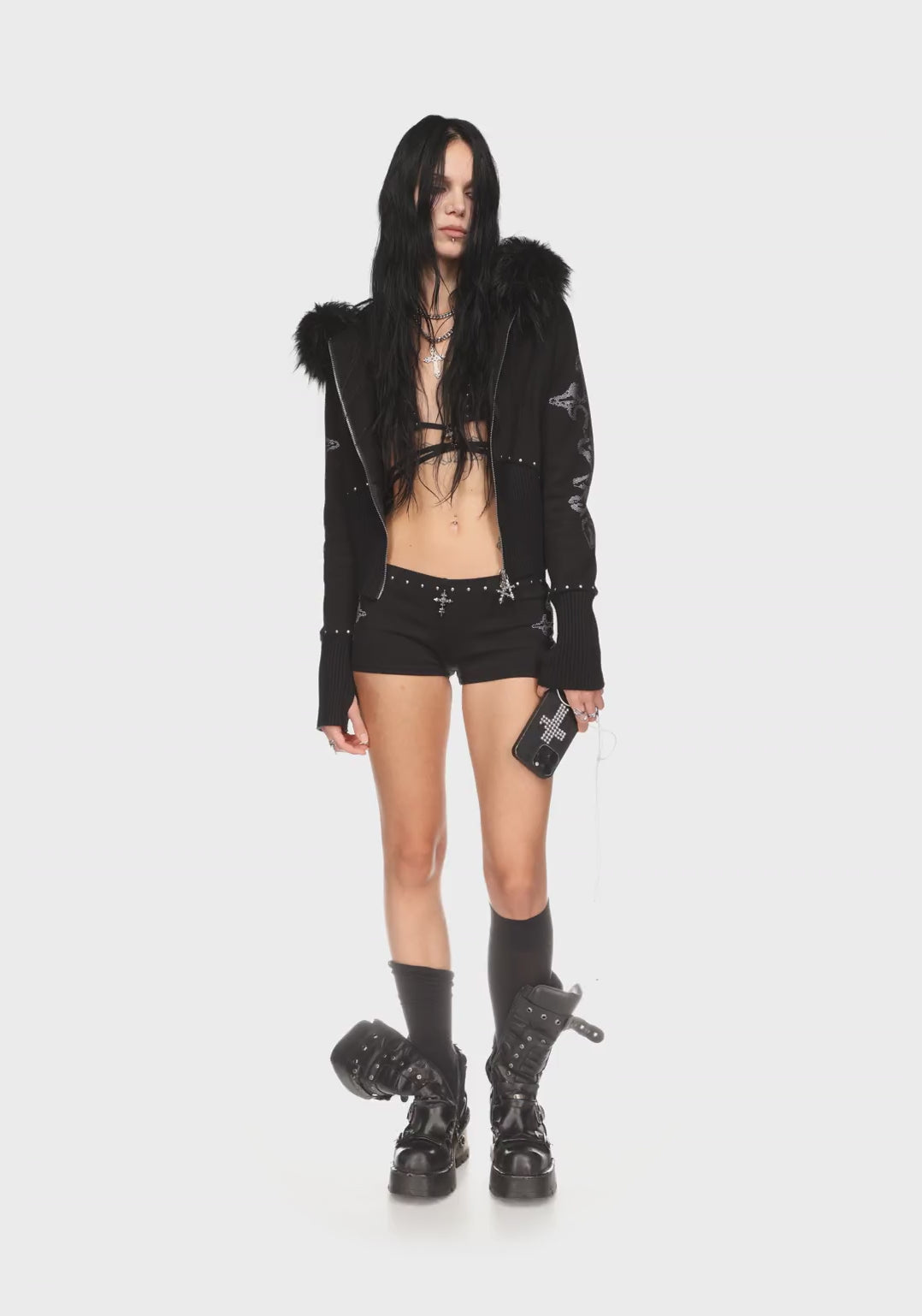 Feral Studded Micro Hotpant Shorts Black – NAMED COLLECTIVE®
