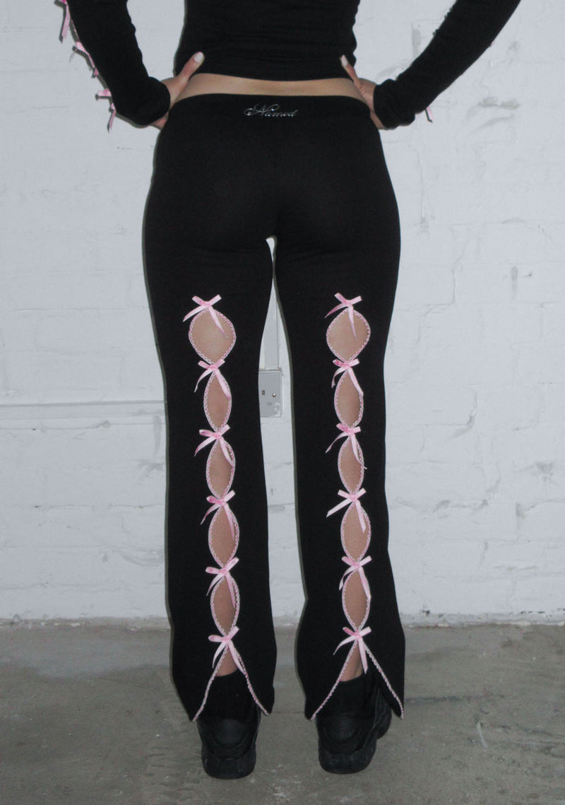 PRINC355 RIBBON SCULPT STRETCH PANTS BLACK