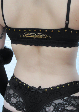 REBEL DOUBLE LAYER LACE THONG BLACK