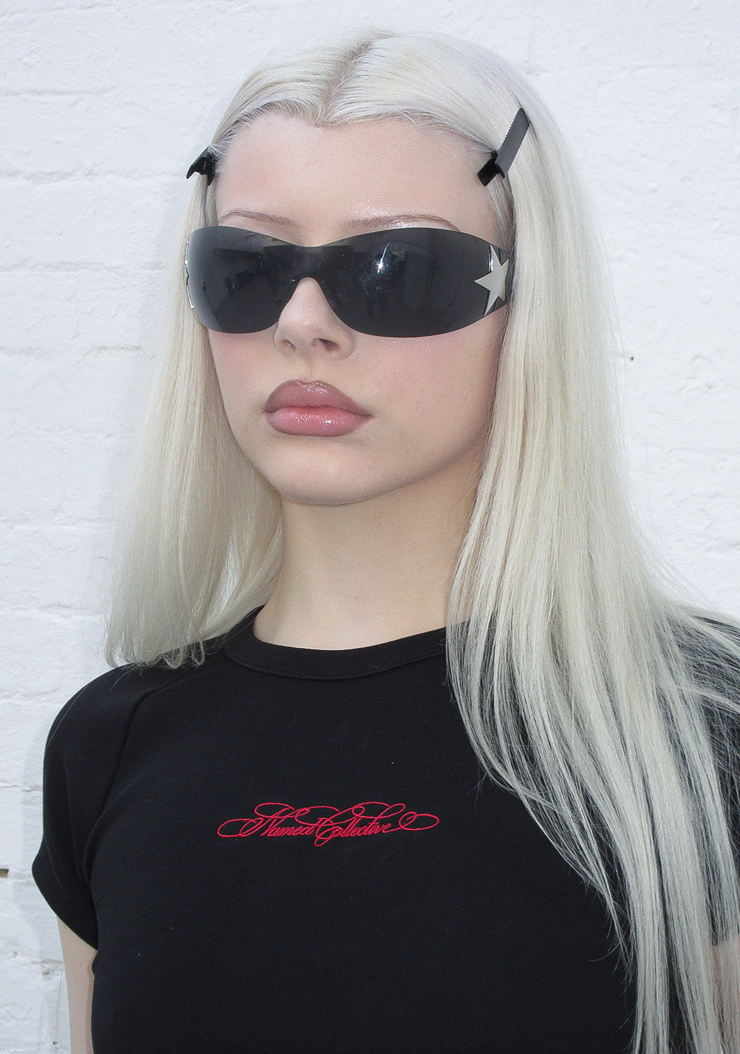 REBEL LACE UP BABY TEE BLACK AND RED