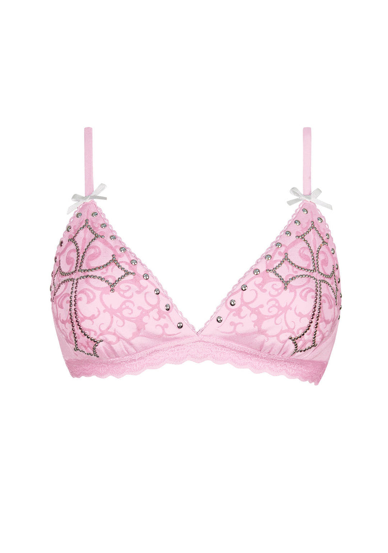 REBEL STUDDED BRALETTE BABY PINK