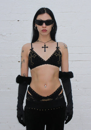 REBEL STUDDED BRALETTE BLACK