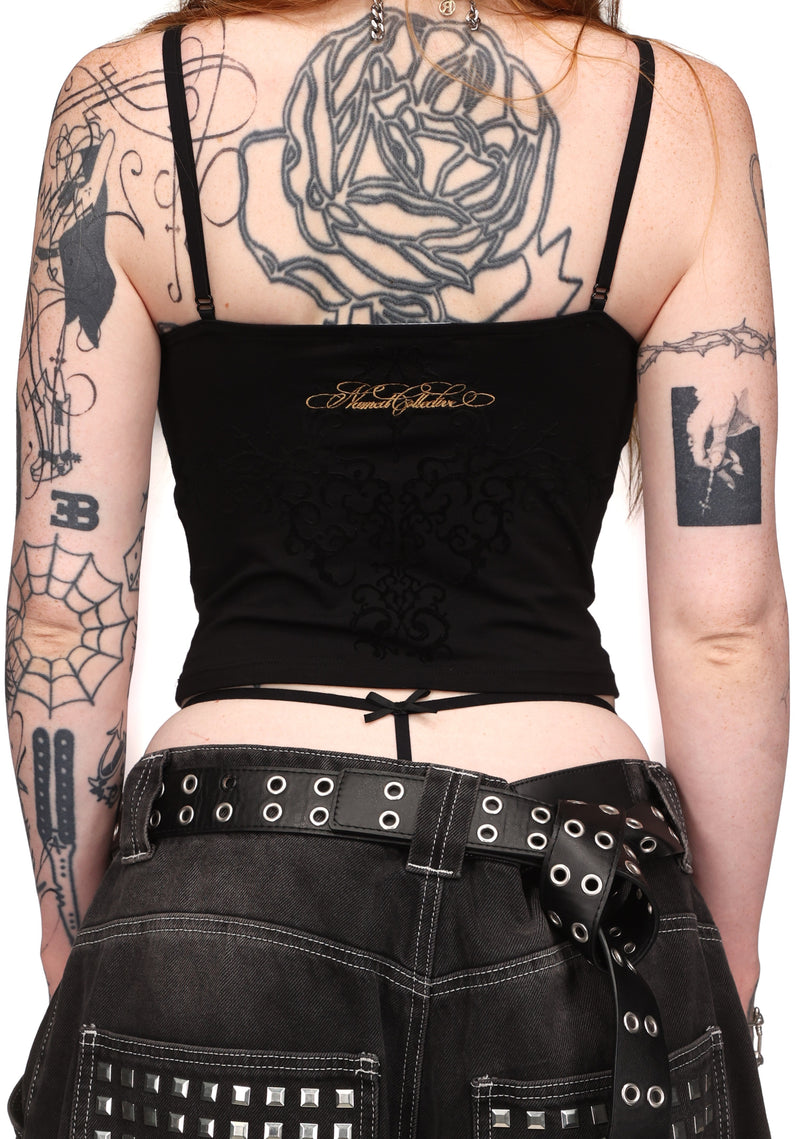 REBEL STUDDED CAMI TOP BLACK
