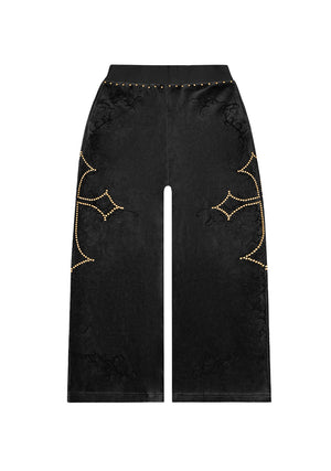 REBEL STUDDED VELOUR SWEATPANTS BLACK