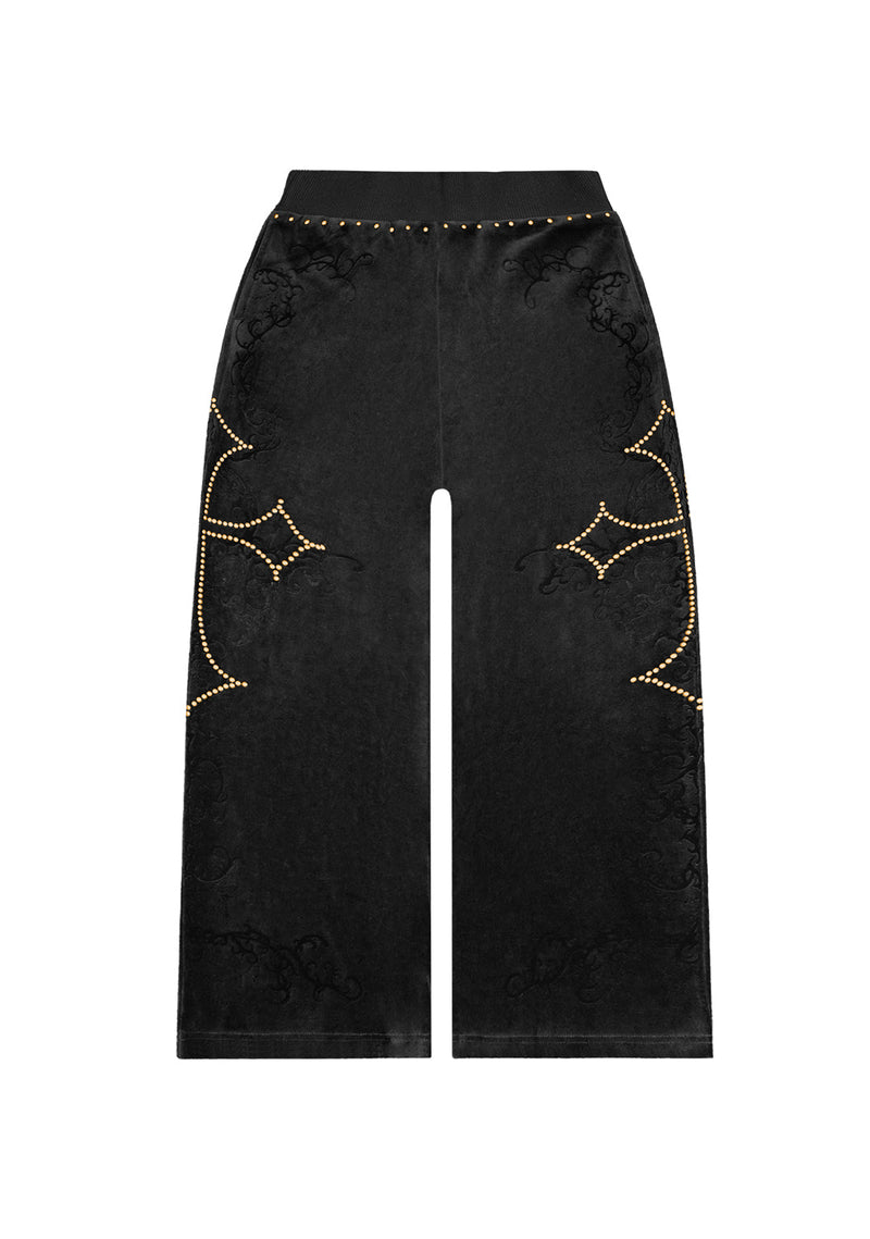REBEL STUDDED VELOUR SWEATPANTS BLACK