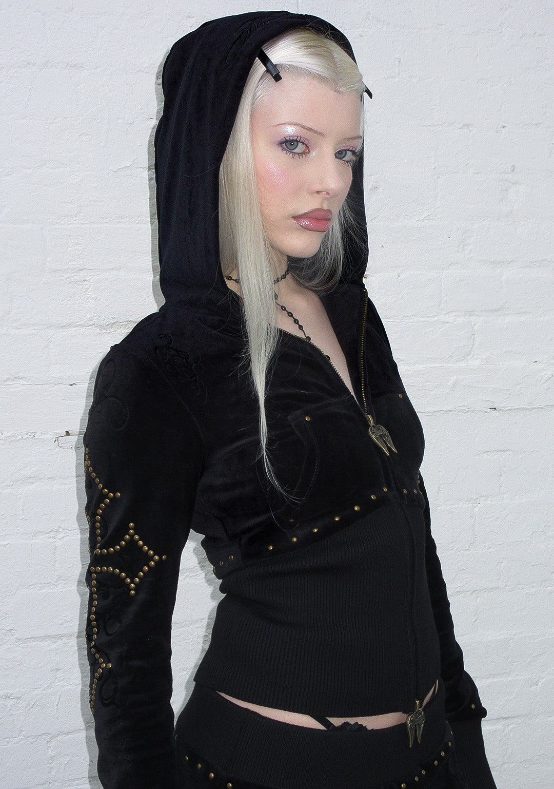 Rebel Studded Velour Zip Hoodie Black – NAMED COLLECTIVE®