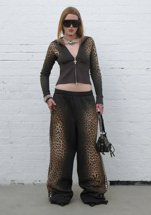 RUMOUR STUDDED OVERSIZED SWEATPANTS LEOPARD