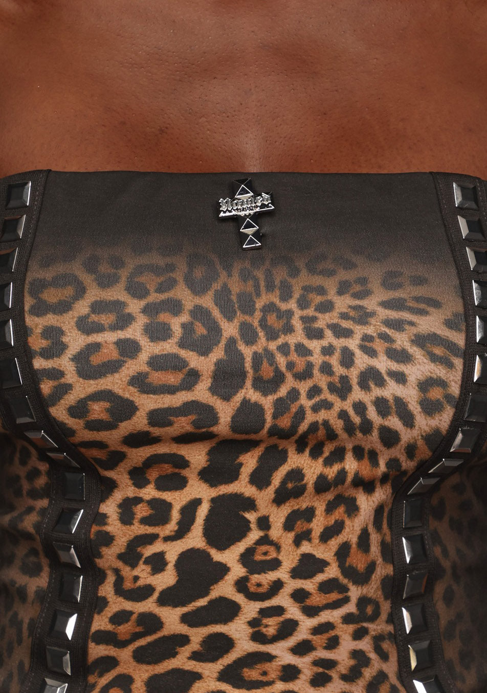 RUMOUR STUDDED TUBE TOP LEOPARD