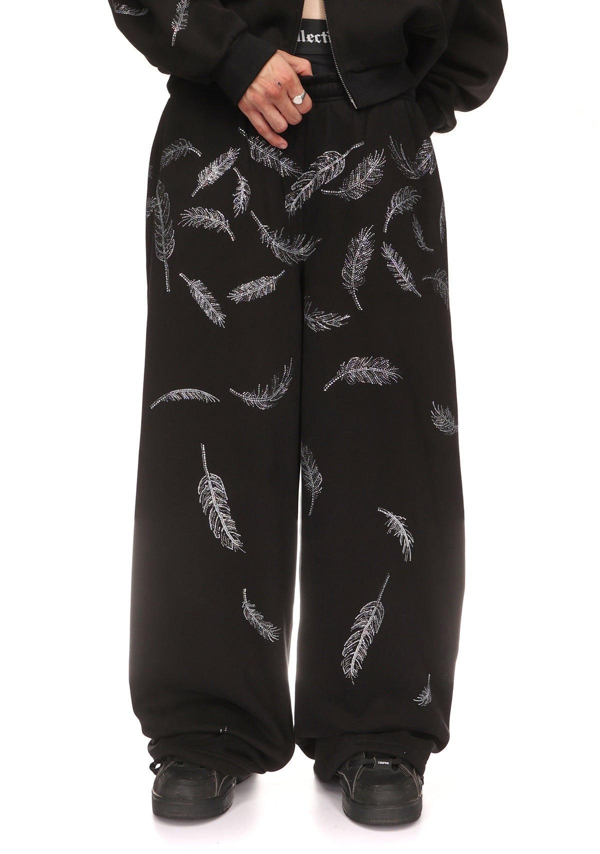 SAINT RHINESTONE OVERSIZED SWEATPANTS BLACK