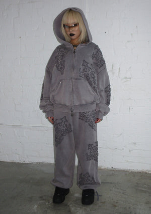 SINNER STUDDED OVERSIZED SWEATPANTS GREY VINTAGE WASH