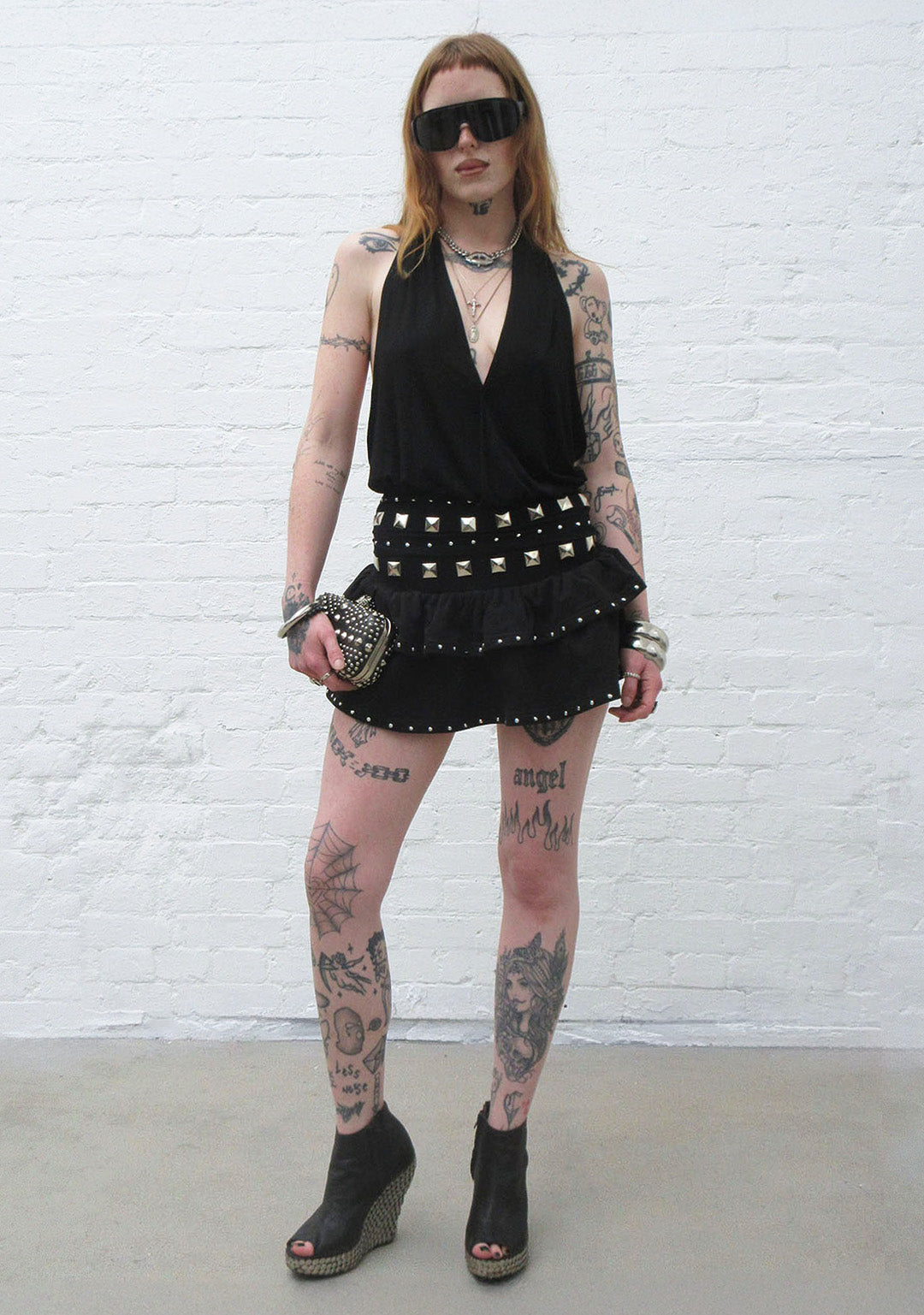 Sleaze Studded Ruffle Micro Skirt Black – NAMED COLLECTIVE®