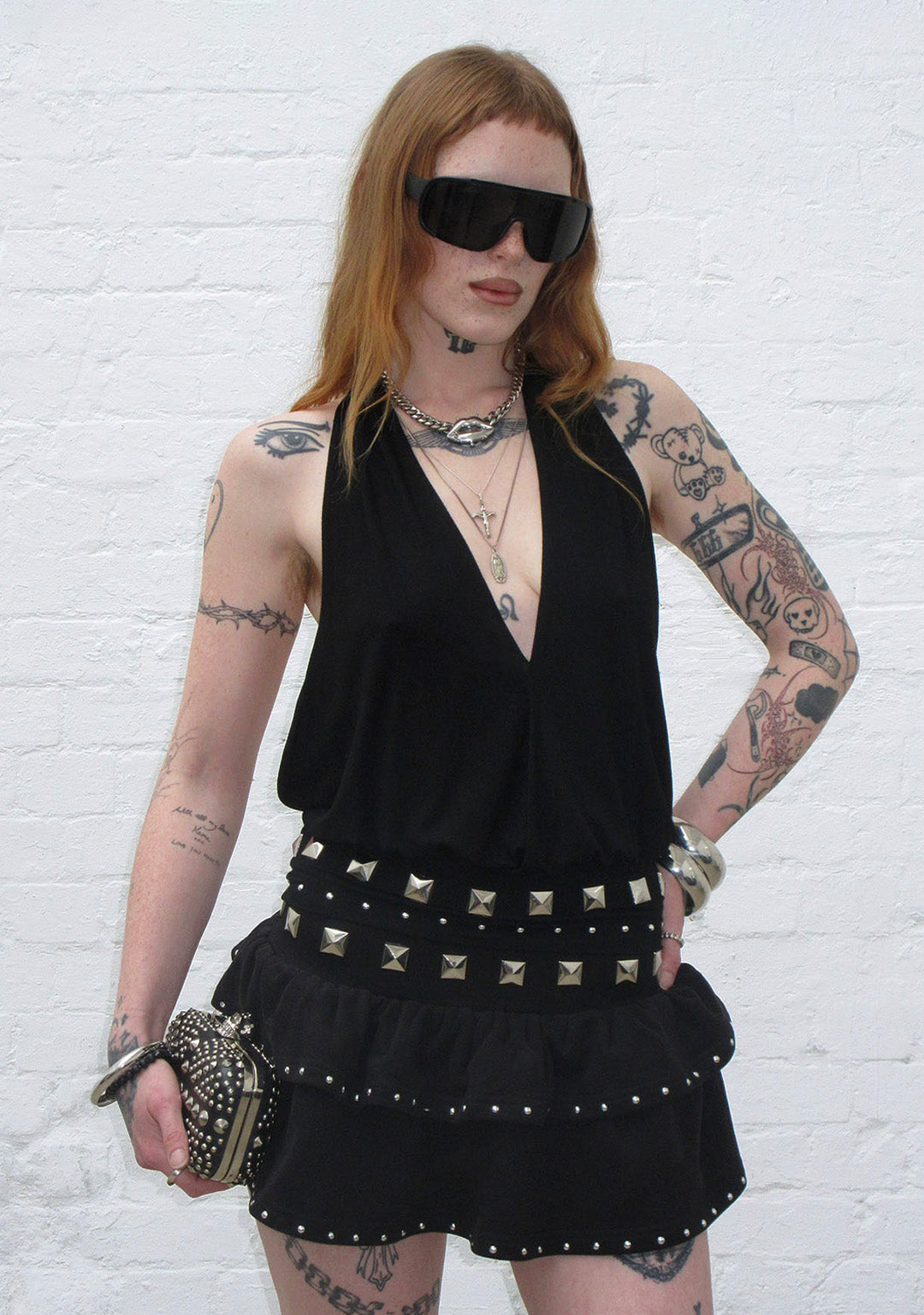 Sleaze Studded Ruffle Micro Skirt Black – NAMED COLLECTIVE®
