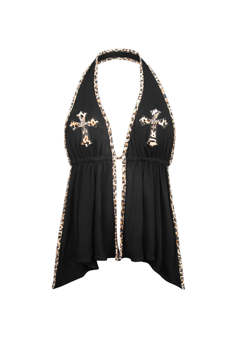 SPOILT BACKLESS HALTERNECK TOP BLACK