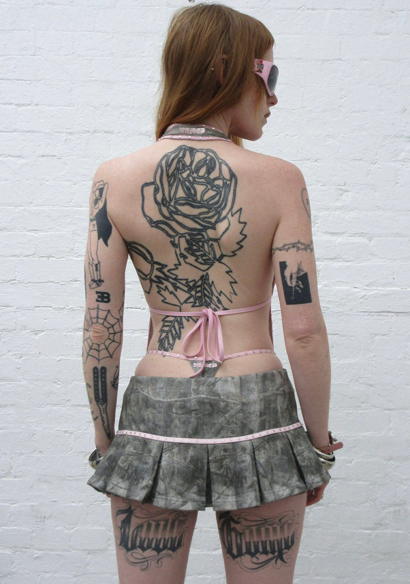 SPOILT BACKLESS HALTERNECK TOP TREE CAMO
