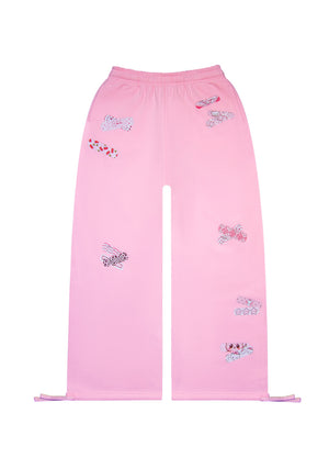 STITCH TEDDY OVERSIZED SWEATPANTS BABY PINK