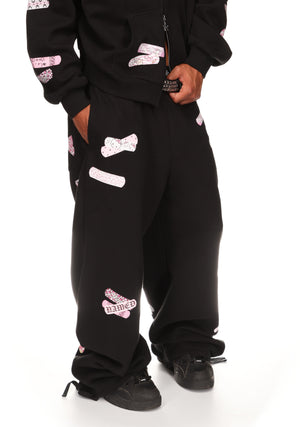 STITCH TEDDY OVERSIZED SWEATPANTS BLACK