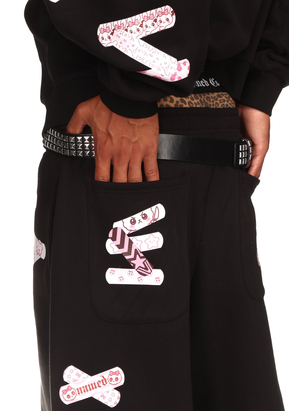 STITCH TEDDY OVERSIZED SWEATPANTS BLACK