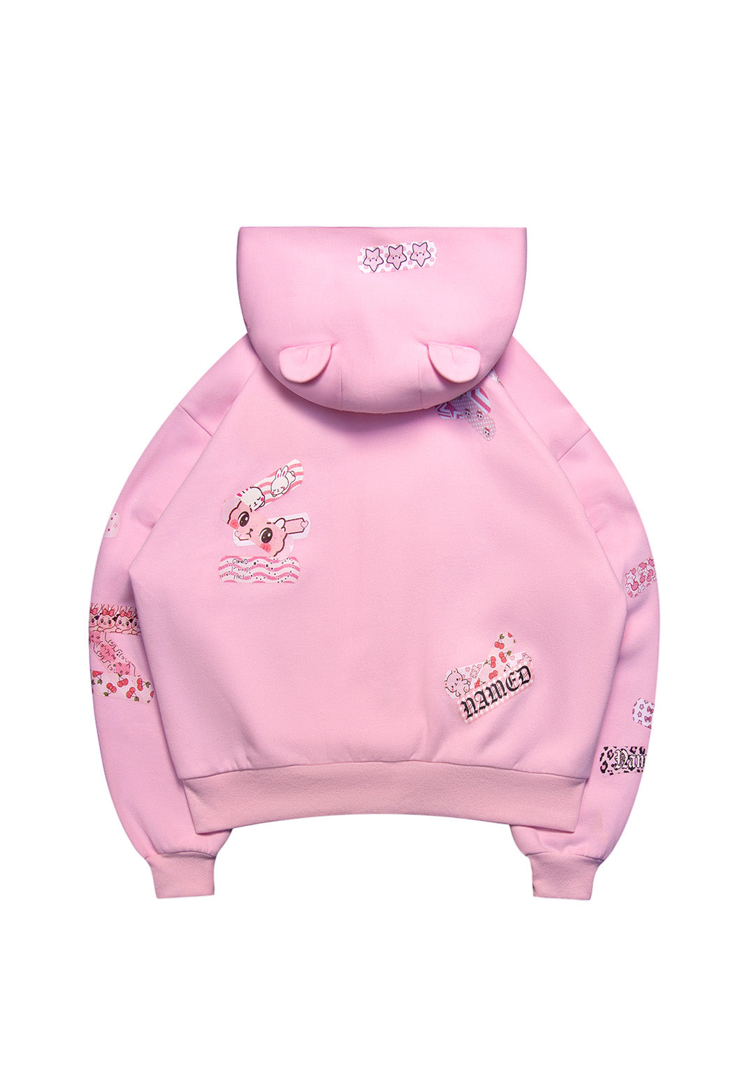 STITCH TEDDY ZIP HOODIE BABY PINK
