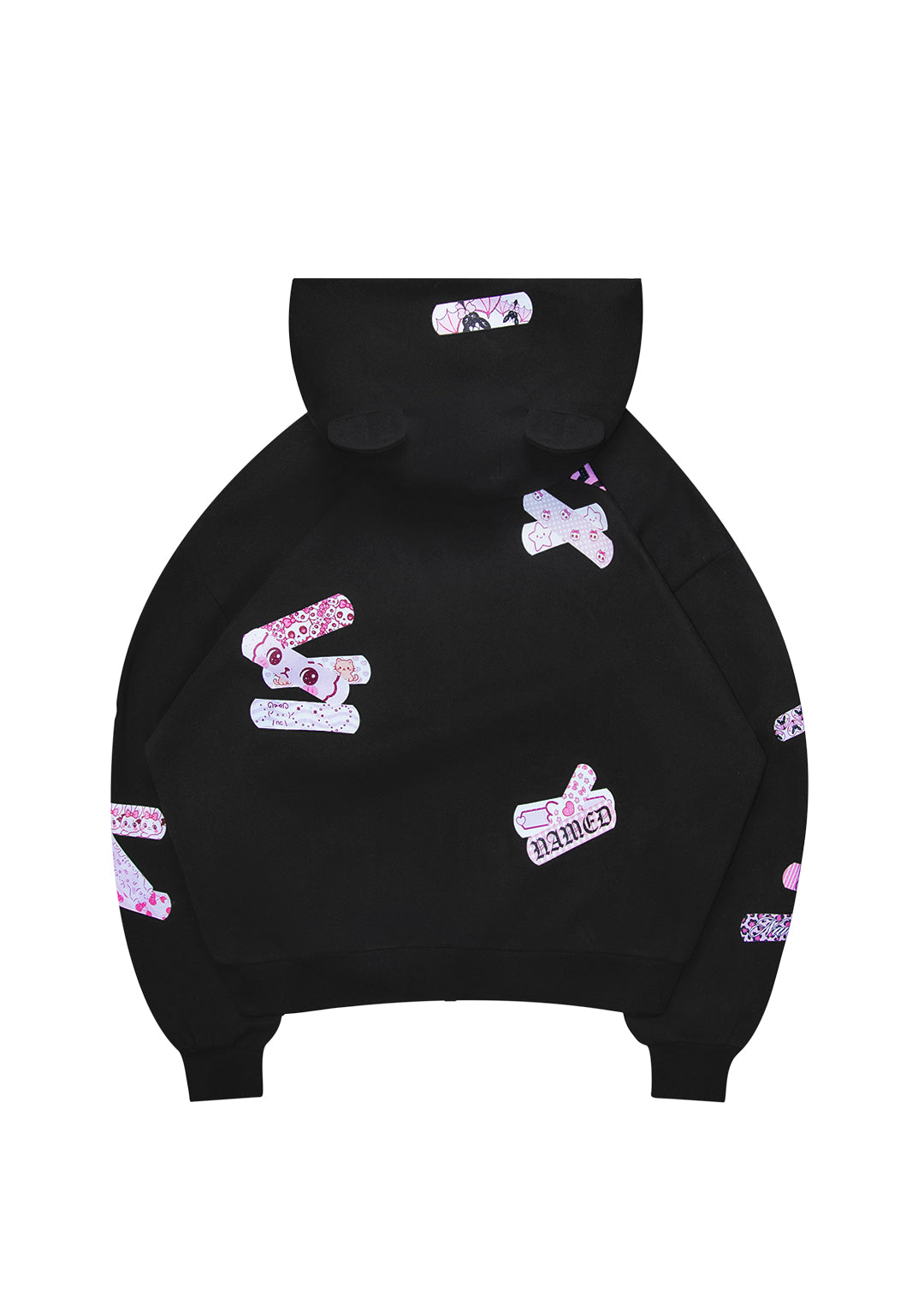 STITCH TEDDY ZIP HOODIE BLACK