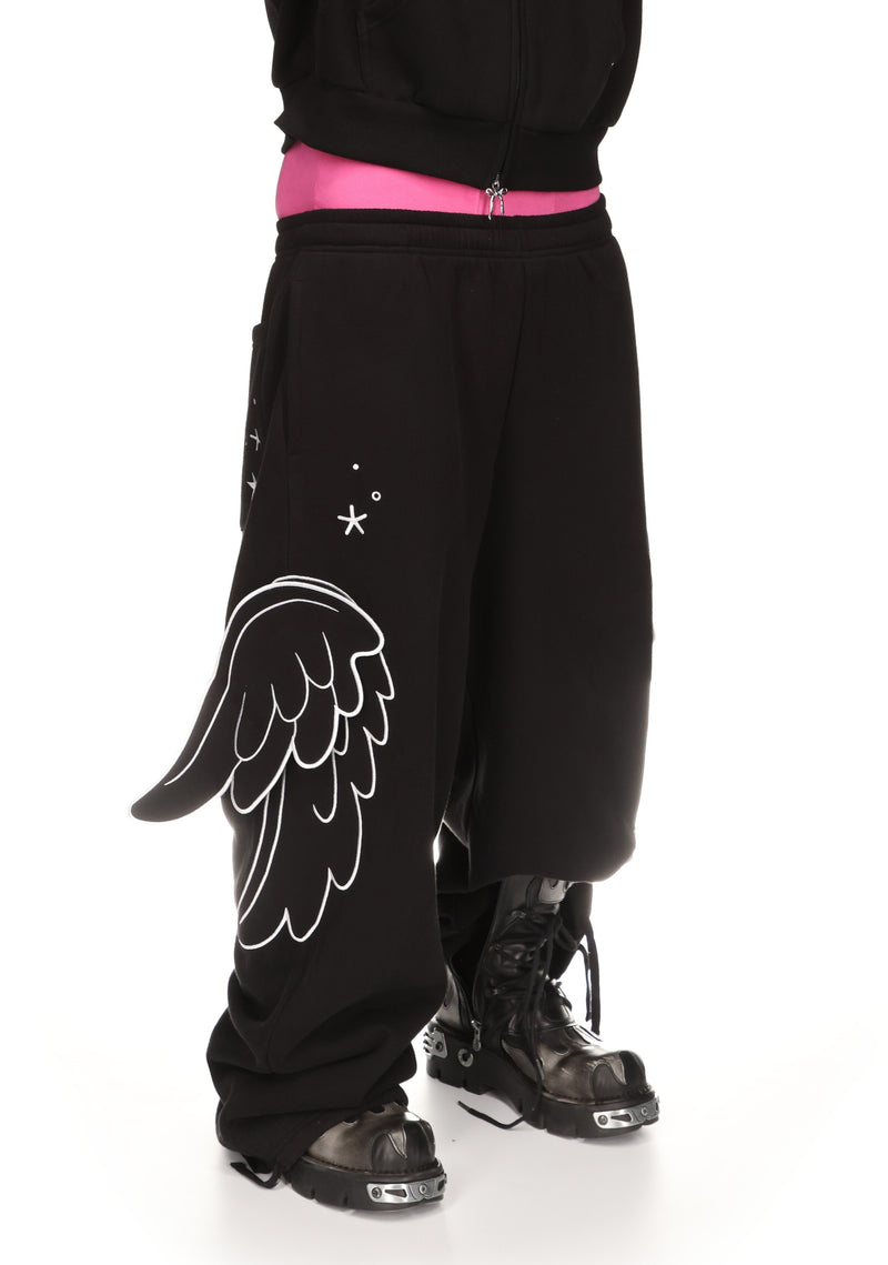 STITCH WINGS OVERSIZED SWEATPANTS BLACK (DETACHABLE WINGS)