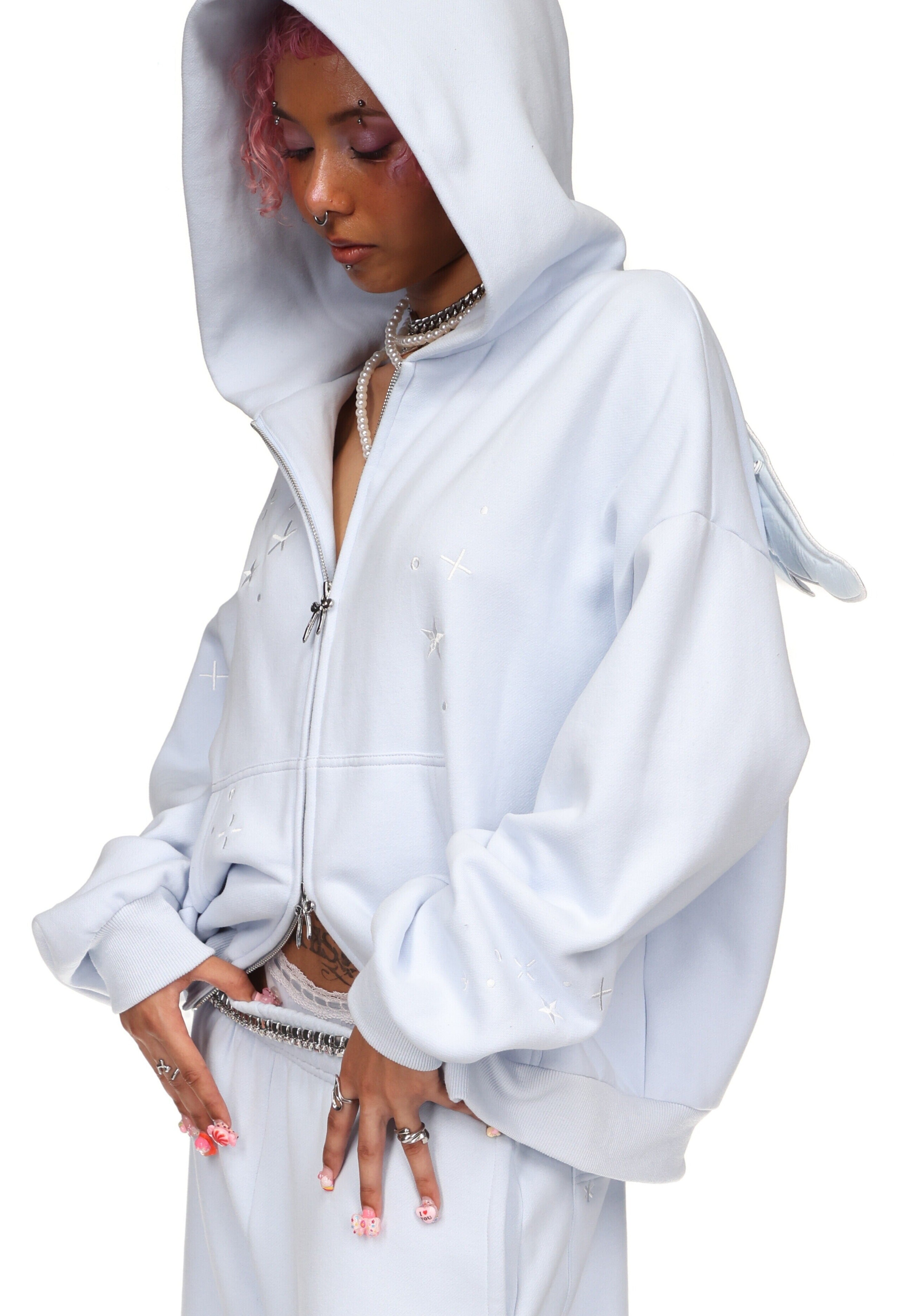 Stitch Wings Zip Hoodie Baby Blue Detachable Wings – NAMED COLLECTIVE®