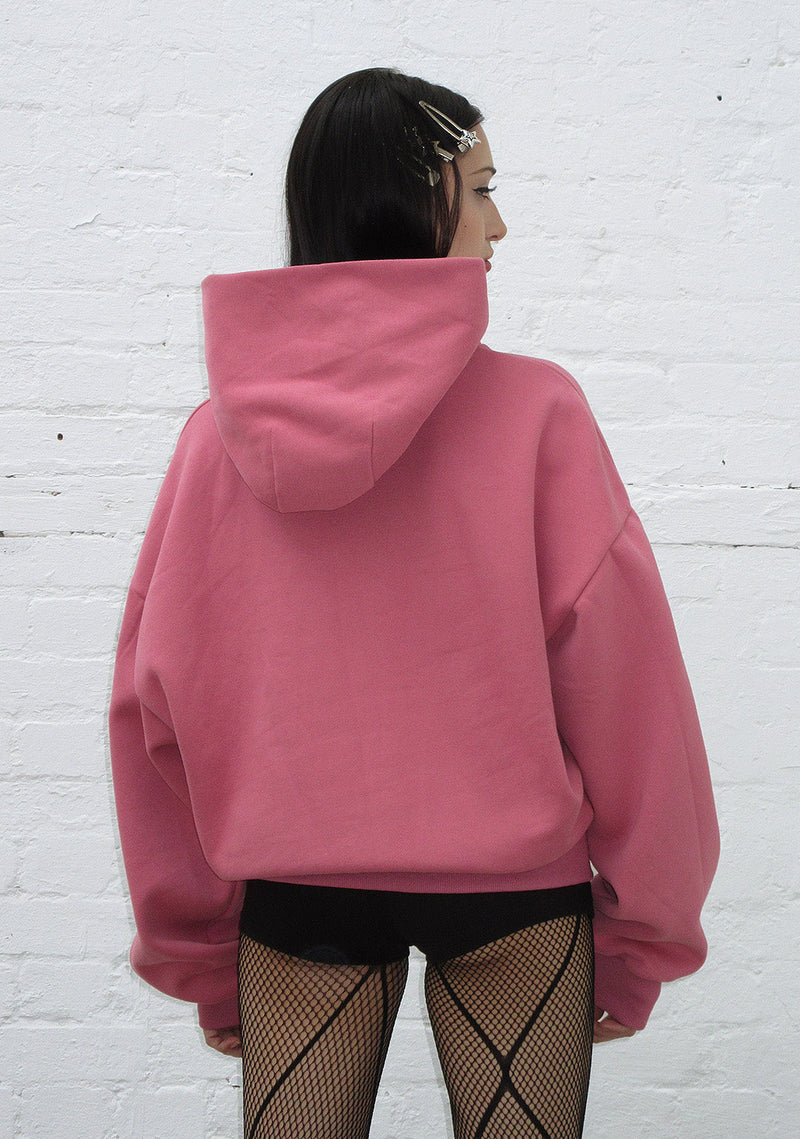 STRANGERS RHINESTONE ANGEL PULLOVER HOODIE DUSKY PINK