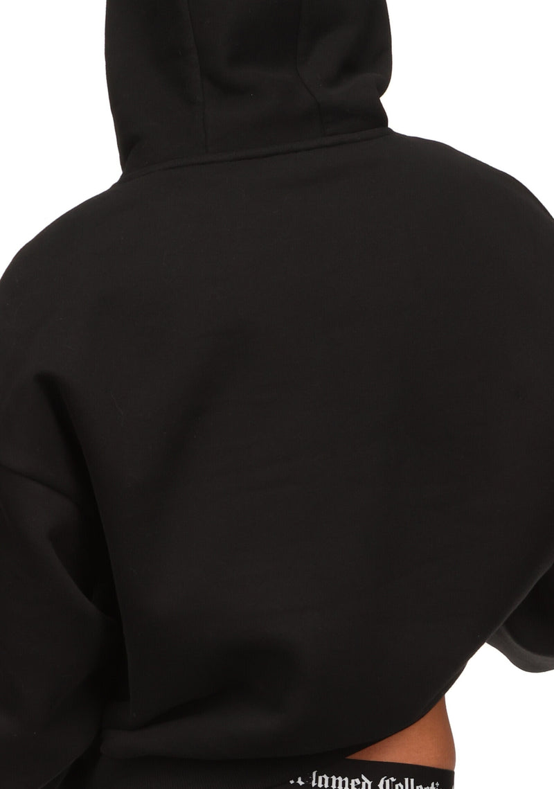 STRANGERS STUDDED SILHOUETTE PULLOVER HOODIE BLACK