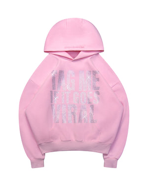 TAG ME RHINESTONE PULLOVER HOODIE BABY PINK