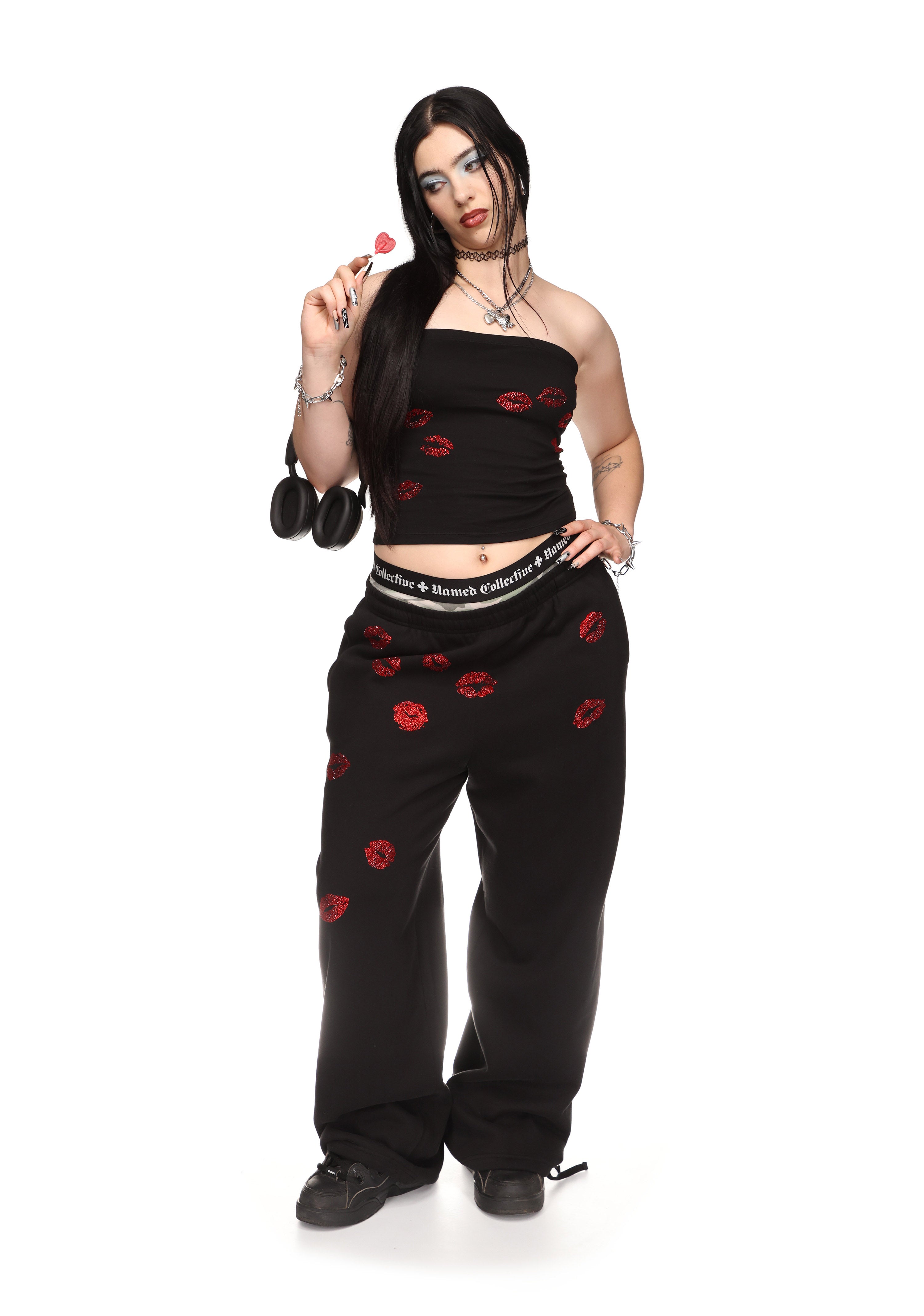 namedcollective チューブトップ Tease Rhinestone Kiss Tube Top Black – NAMED COLLECTIVE®