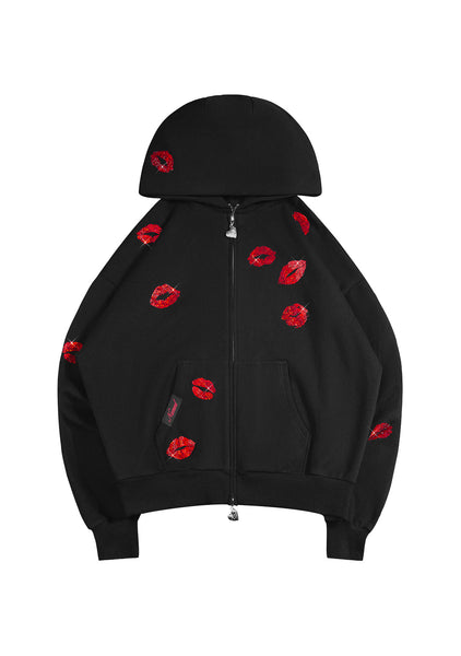 Tease Rhinestone Kiss Zip Hoodie Black – NAMED COLLECTIVE®