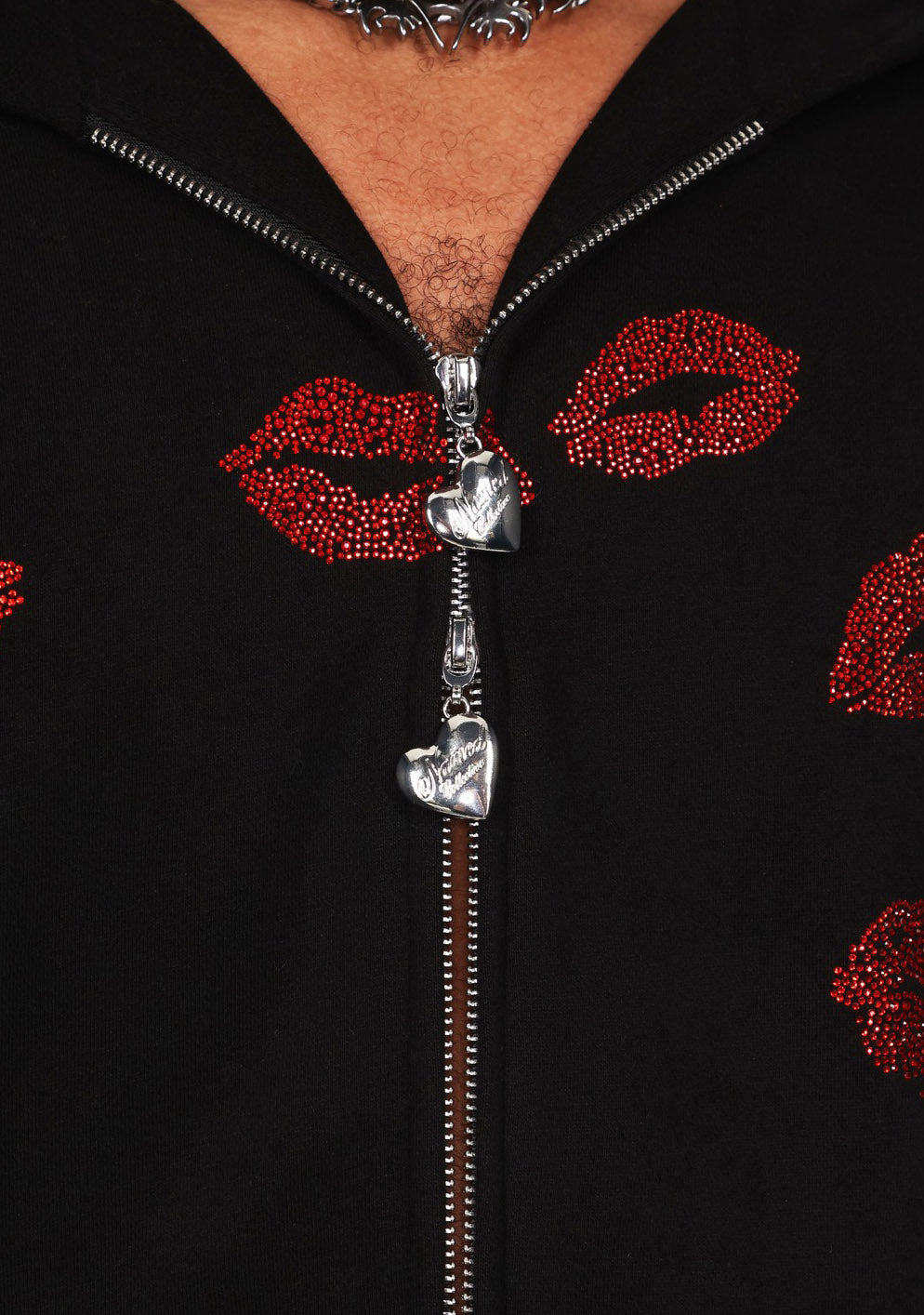 Tease Rhinestone Kiss Zip Hoodie Black – NAMED COLLECTIVE®
