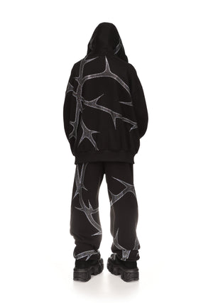 THORN RHINESTONE SWEATPANTS BLACK
