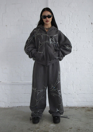 THORN RHINESTONE SWEATPANTS CHARCOAL