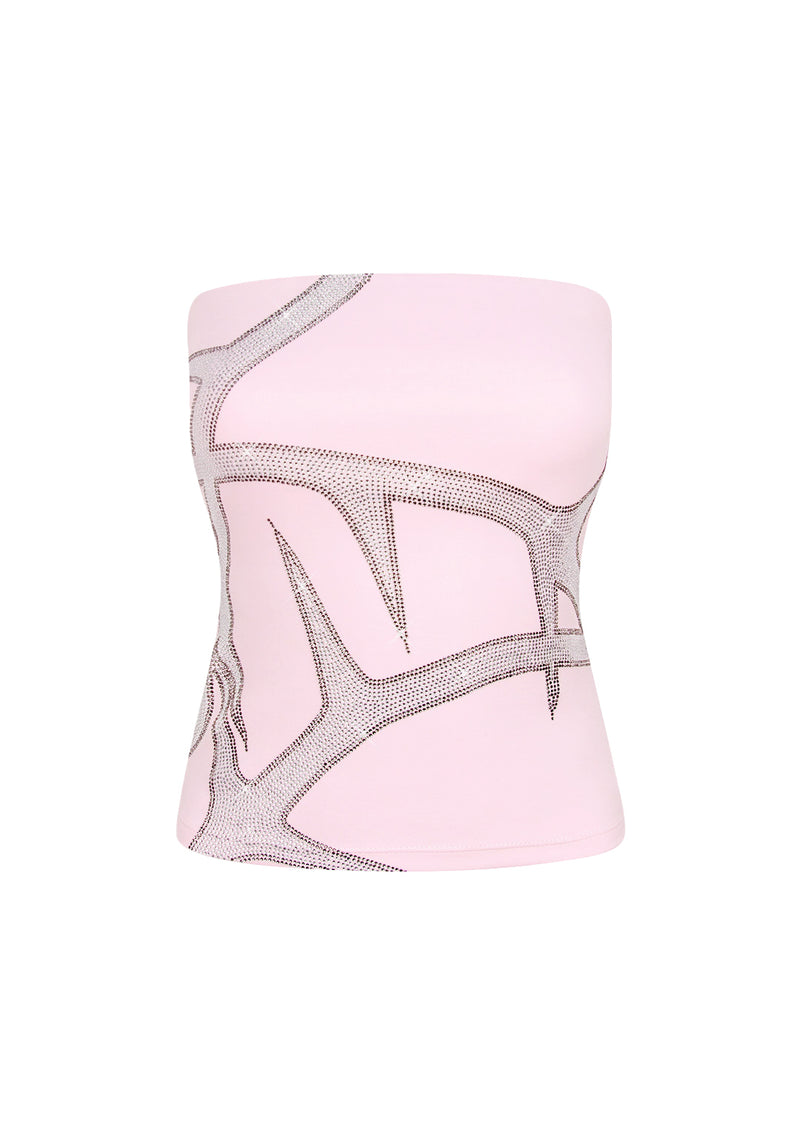 THORN RHINESTONE TUBE TOP BABY PINK