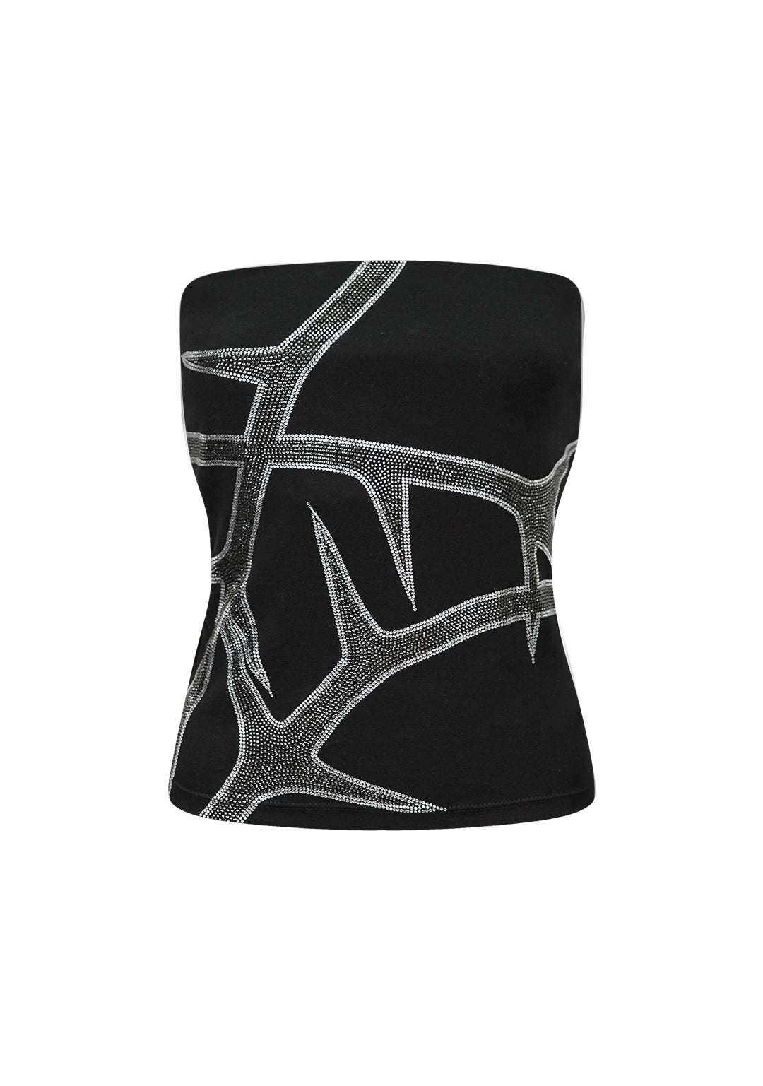 THORN RHINESTONE TUBE TOP BLACK