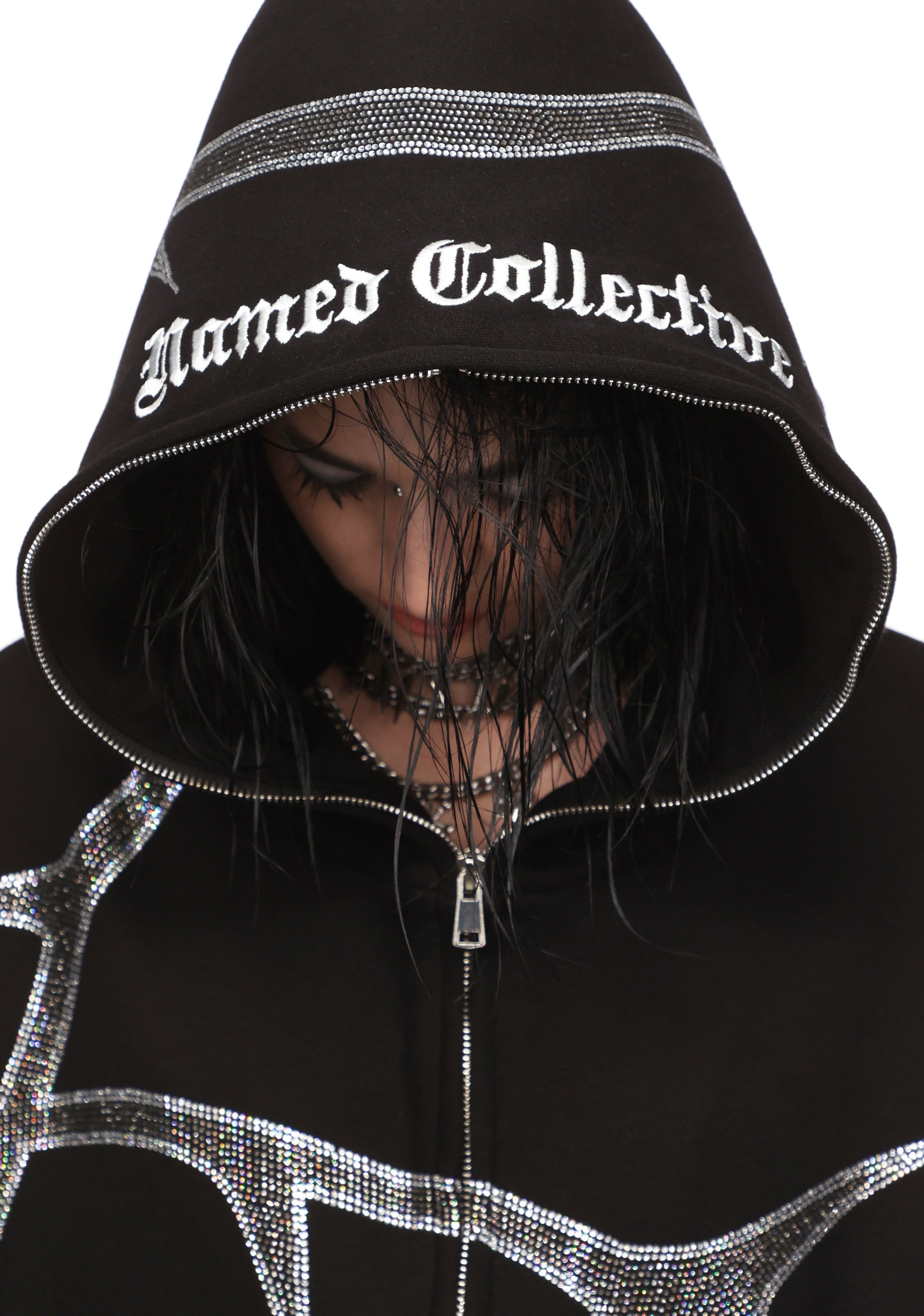 Thorn Rhinestone Zip Hoodie Black – NAMED COLLECTIVE®