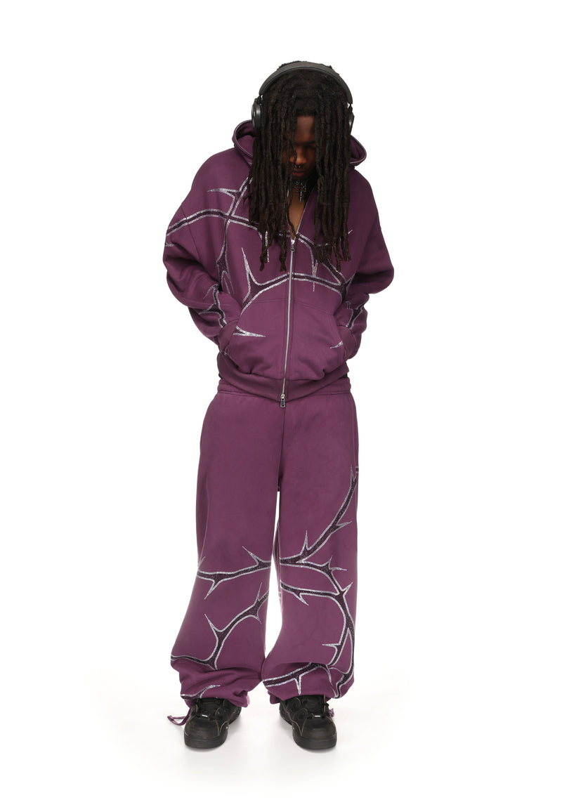 THORN STUDDED OVERSIZED SWEATPANTS DEEP PURPLE
