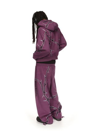THORN RHINESTONE OVERSIZED SWEATPANTS DEEP PURPLE