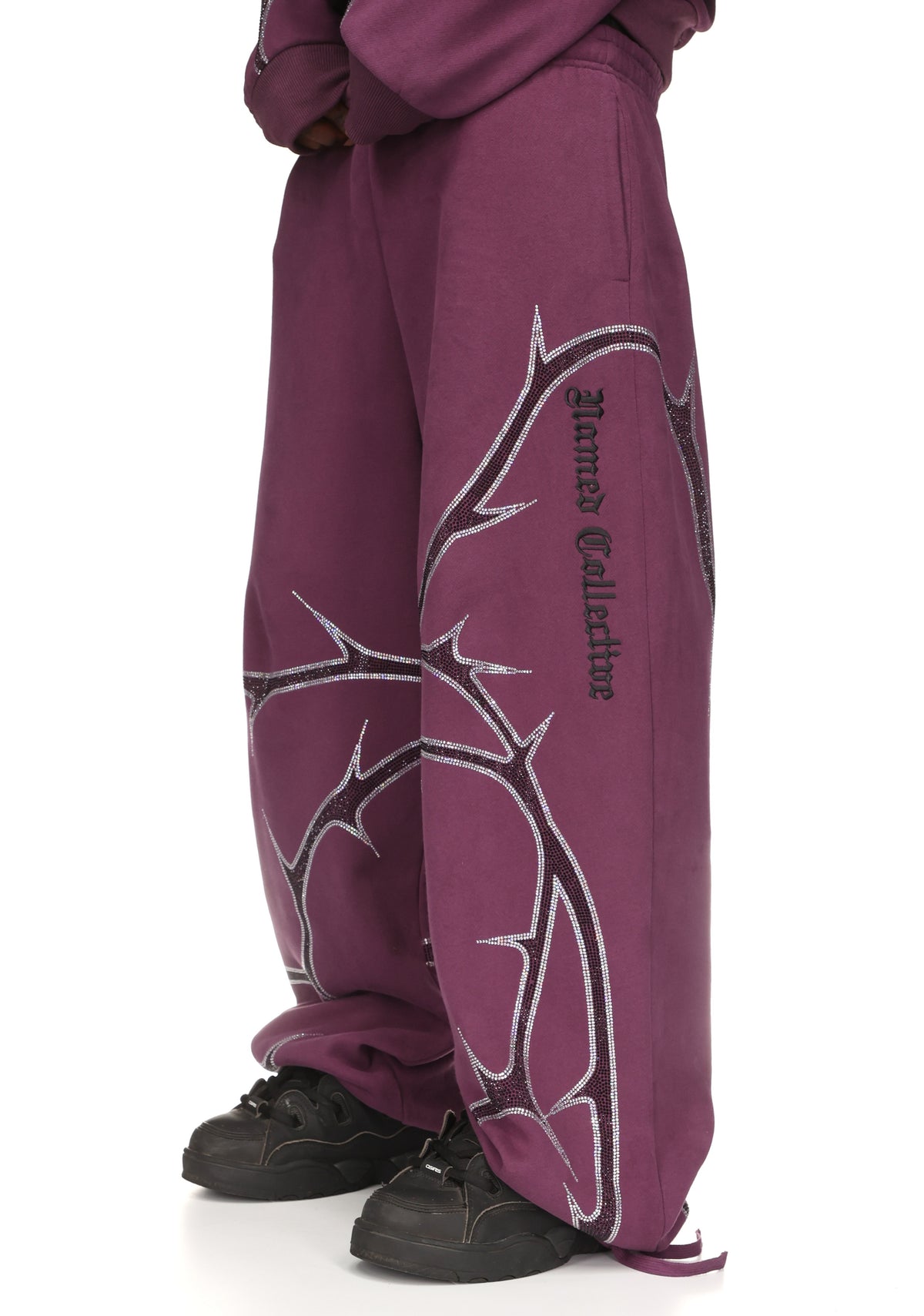 THORN STUDDED OVERSIZED SWEATPANTS DEEP PURPLE