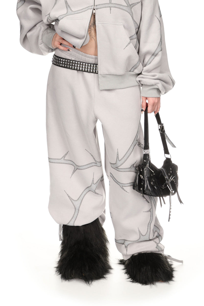 THORN STUDDED OVERSIZED SWEATPANTS SMOKE GREY