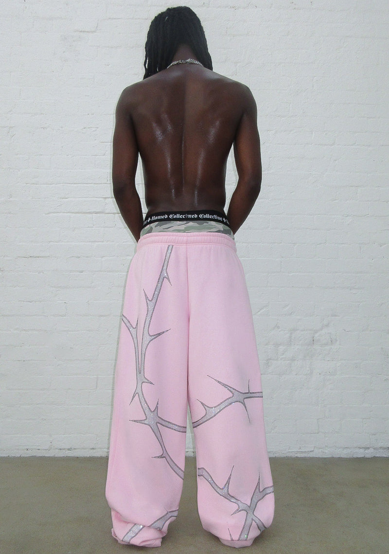THORN RHINESTONE OVERSIZED SWEATPANTS BABY PINK