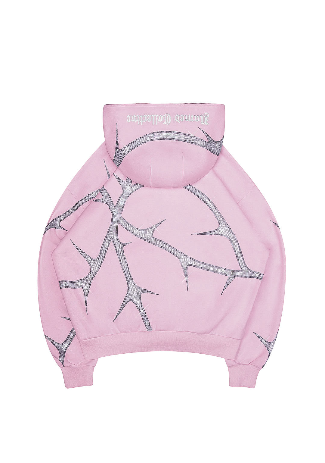 THORN RHINESTONE ZIP HOODIE BABY PINK
