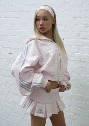 MALFUNCTION SPORTY PLEATED MINI SKIRT BABY PINK