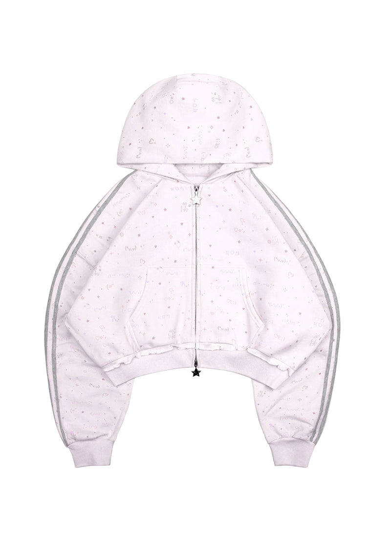 TREASURE SPORTY CROP ZIP HOODIE BABY PINK