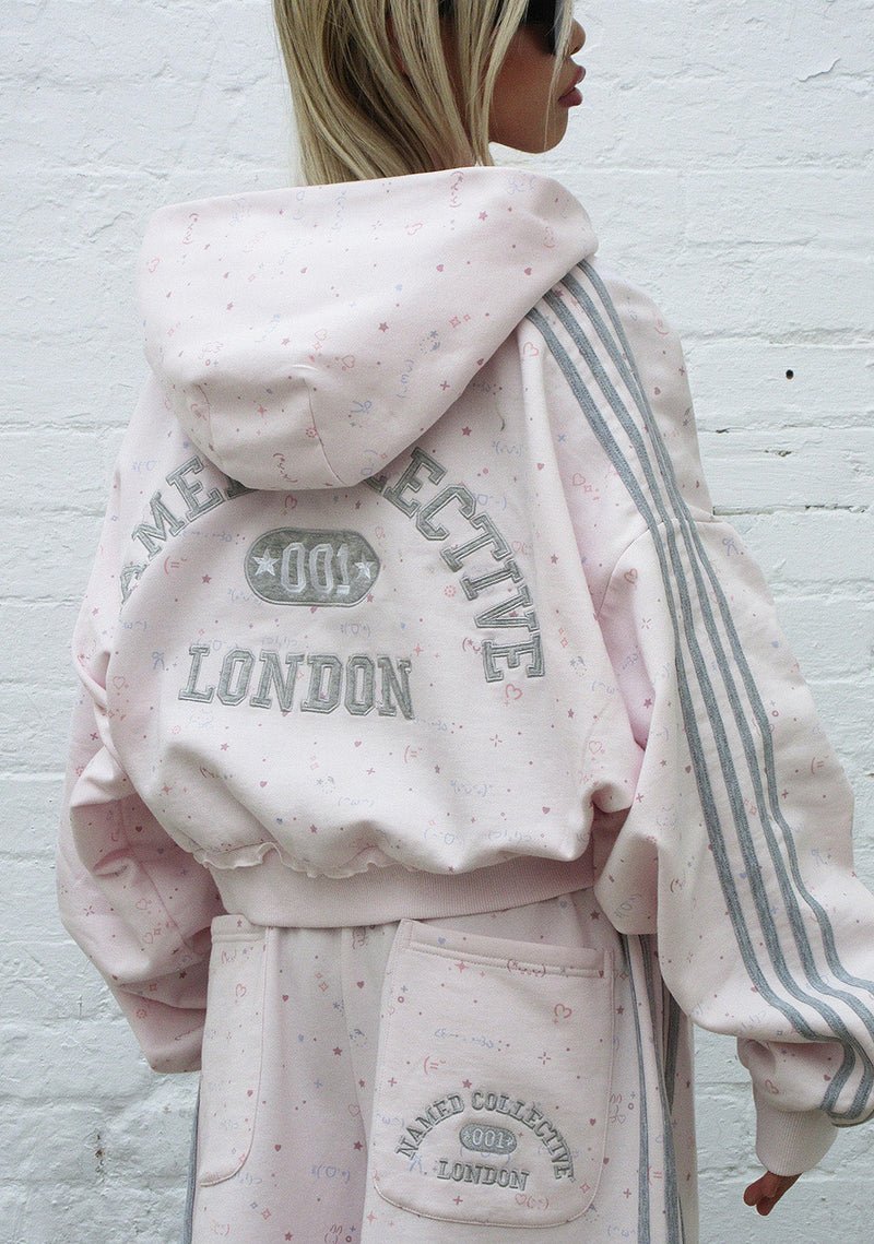TREASURE SPORTY CROP ZIP HOODIE BABY PINK