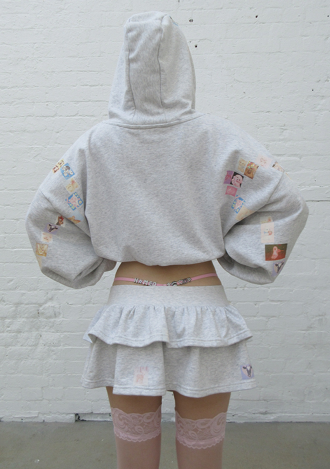 Trinket Motif Crop Zip Hoodie Grey Marl – NAMED COLLECTIVE®
