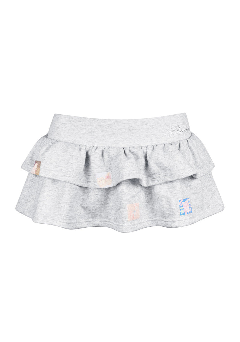 TRINKET MOTIF RUFFLE MICRO SKIRT GREY MARL